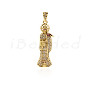 18K Gold Plated Reaper Pendant, Gold Pendant, Angel of Death, For DIY Bracelet Necklace, 38x12mm