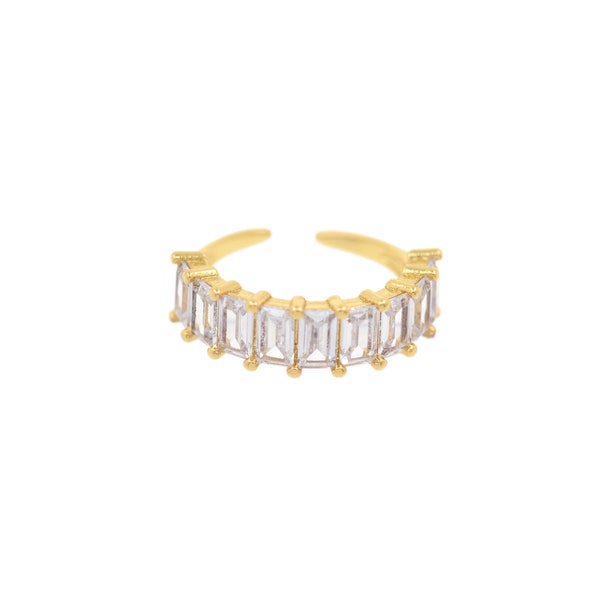Square Zircon Ring in 18K Gold Filled, Brass Set Square Zircon Ring, Adjustable Ring, Birthday Gift, 21x6.5mm