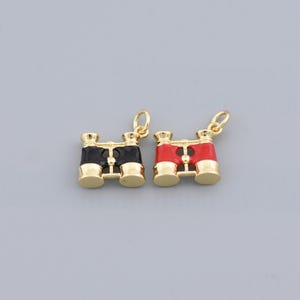 Vintage Enamel Binoculars Pendant with Gold Finish for a Unique Adventure-Inspired Statement,13x12.5mm