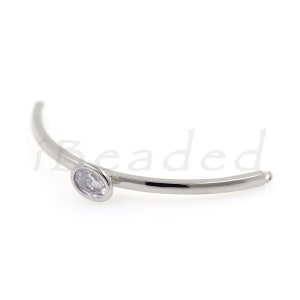Curved Connector,Micro Pave Clear CZ Woven Bracelet Link Charm,Silver Plated Brass Spacer Bead,DIY Jewelry Findings 58x8mm