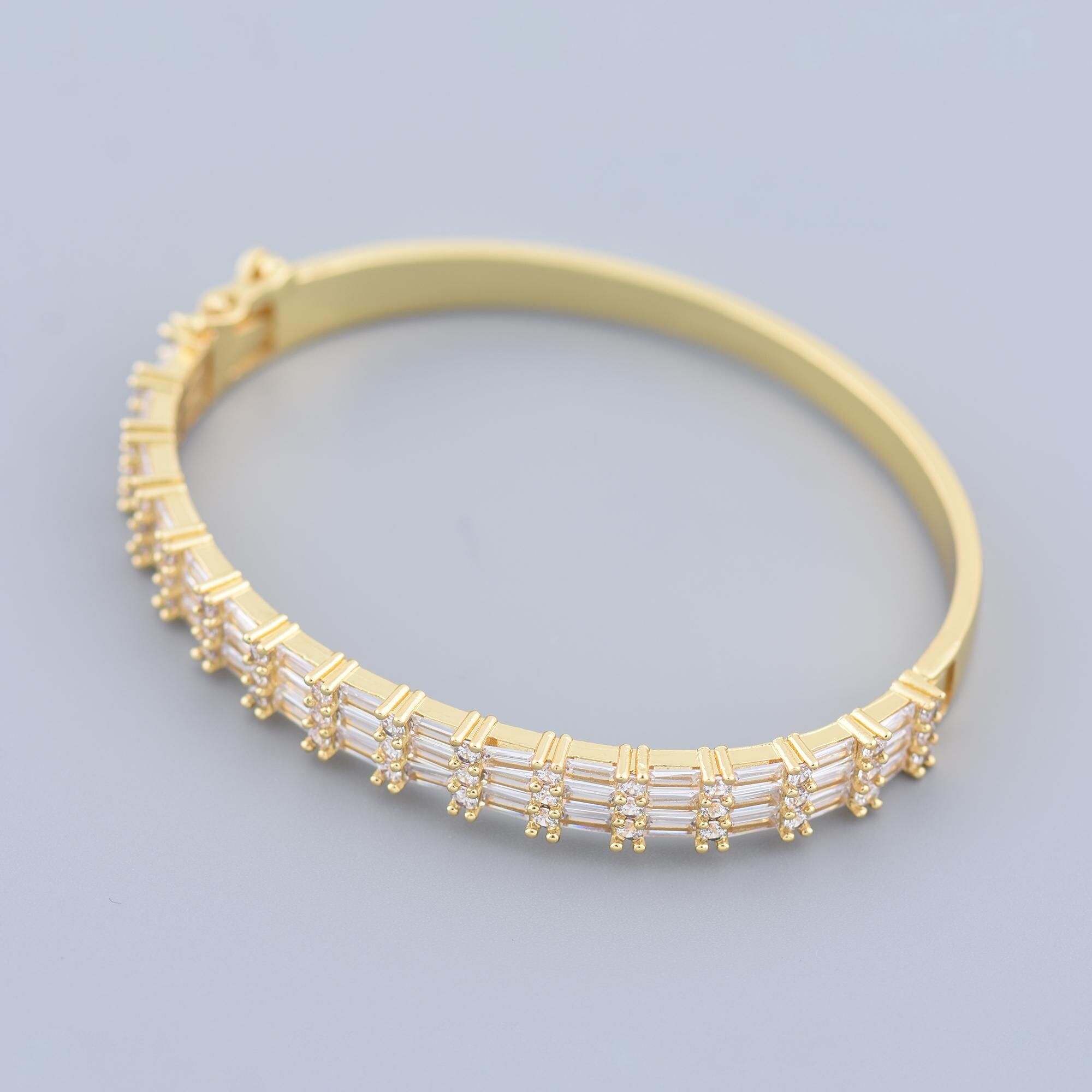 Minimalism Jewelry,18k Gold Filled Zircon Bangle, Elegant