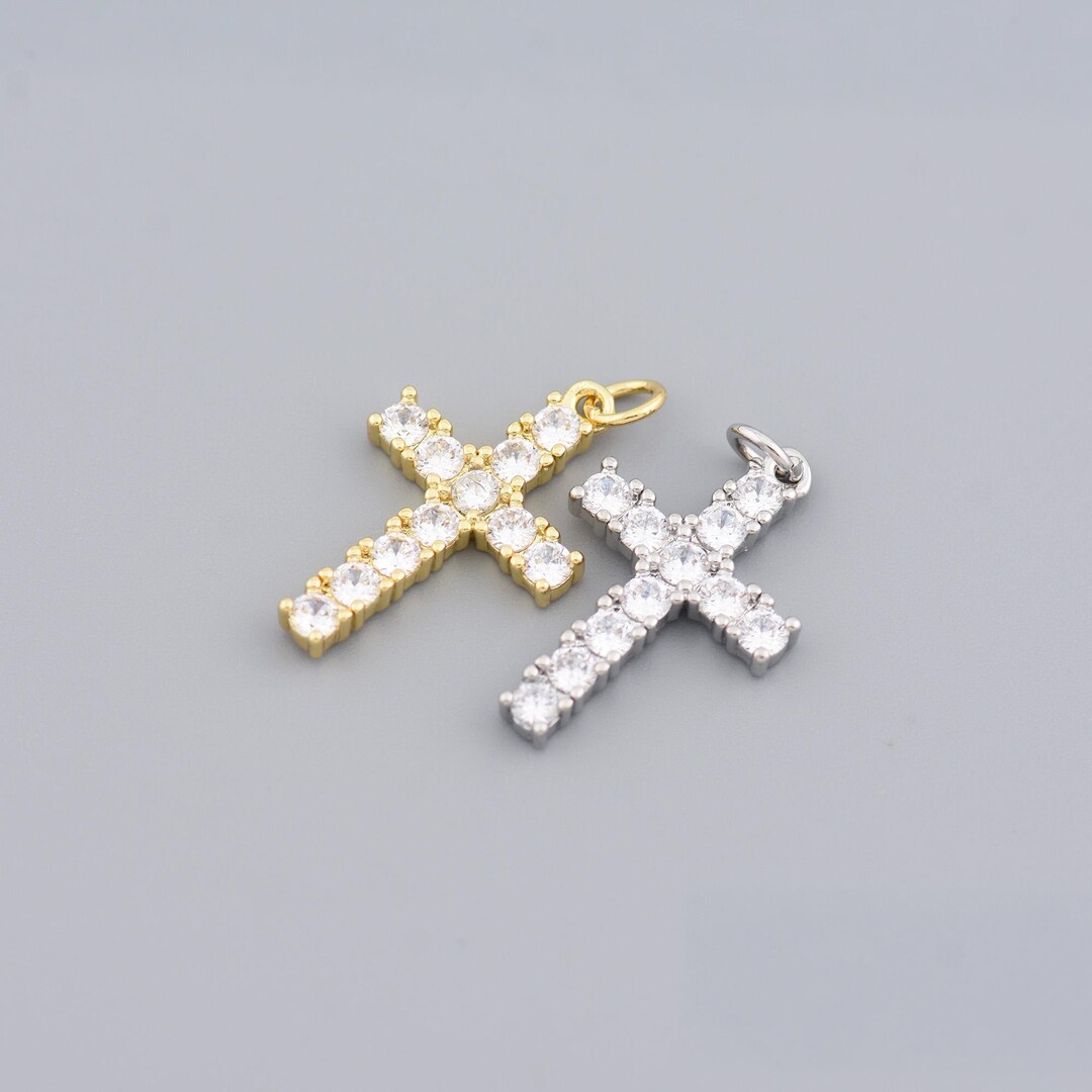 Elegant Gold Cross Pendant With Round Crystal Inlays, Perfect Gift for ...
