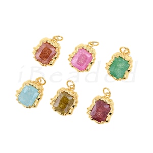 18K Vergoldeter Rechteckiger Zirkon Anhänger, Feinschmuck für DIY Schmuckherstellung, 17x13mm