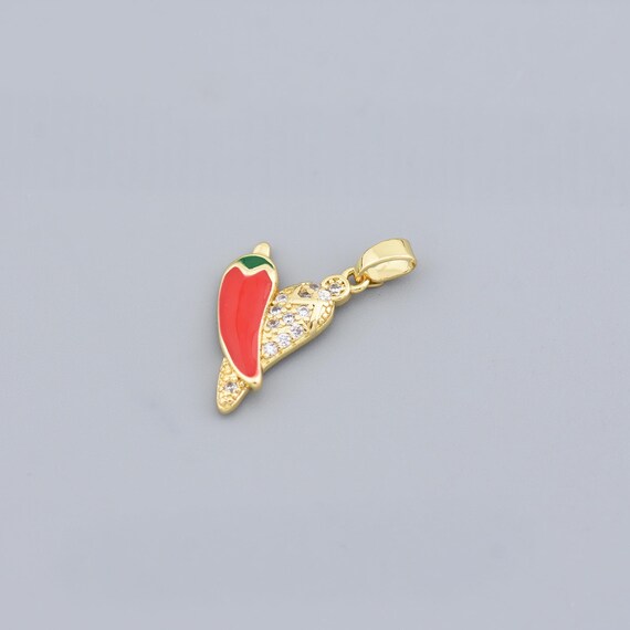 40 Stück Chili Anhänger Rot - Miniatur Paprika Schmuckzubehör Für DIY Schmuck