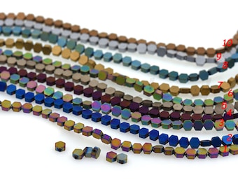 Flat Hexagon Hematite Beads,One Full Strand Gemstone Loose Beads,DIY Handmade Accessory