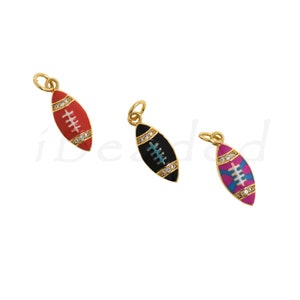 18K Gold Filled Enamel Rugby Pendant, Rugby Necklace, Enamel Charm, Rugby Charm, Sports Pendant, Sports Charm, 17.5x7mm