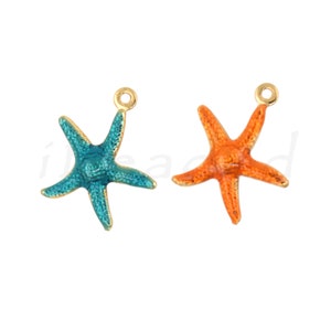 18K Filled Gold Starfish Pendant, Enamel Starfish Pendant, DIY Jewelry Making Supplies, 18x15mm