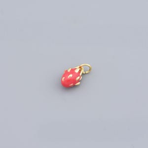 Dainty Red Dragon Fruit Pendant with Gold Loop for a Subtle and Tropical Jewelry Touch,11.5x8mm