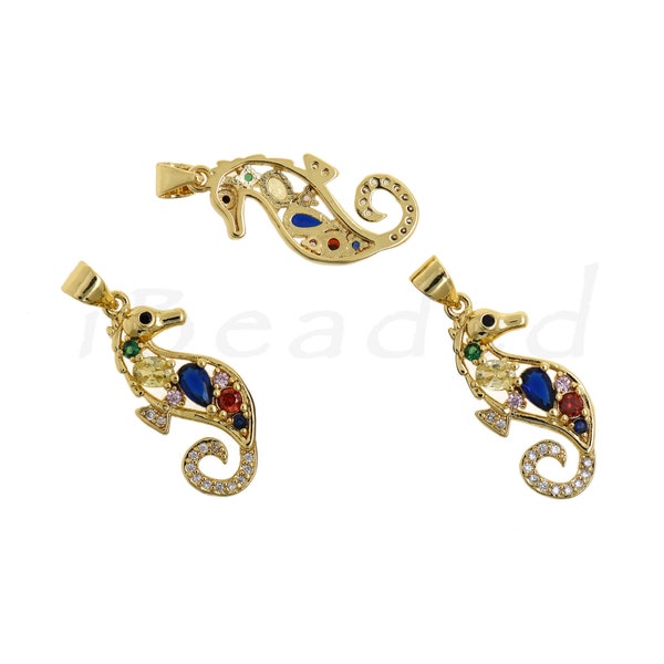 Brass Zircon Chameleon Pendant, Reptile Pendant, Animal Ornament, Personalized Jewelry, 24.5x11mm