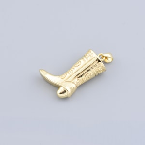 Rustic Cowboy Boot Pendant in Gold with Texture - Western Symbol for Adventurous Necklaces,15.1x23.8mm