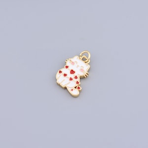 18K Gold Plated Cat Pendant,Enamel Cat Charms,Cute Cat Jewelry, Animal Pendant, Gift for Girl,17x13mm