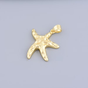 18K Gold Filled Starfish Necklace, Starfish Pendant, Ocean Charms, for DIY Jewelry Making,29.5x24mm