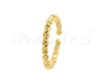 Gold Plated Twist Ring, Gold Ring, Adjustable Ring, Simple Jewelry, For Jewelry Making, 22x3mm