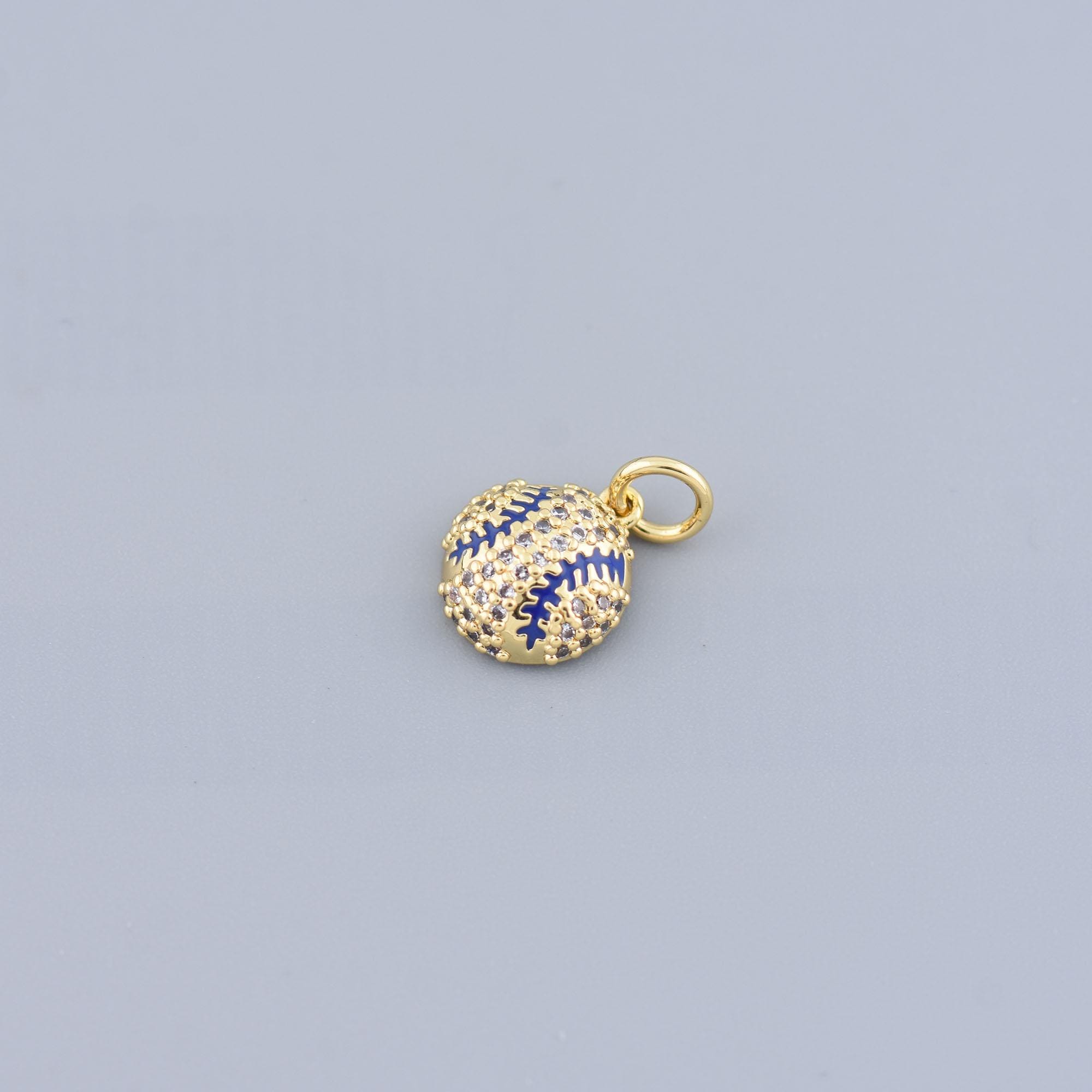 Pingente de beisebol dourado brilhante - Charme esportivo deslumbrante, joia de colar elegante, presente perfeito para fãs, 10 mm