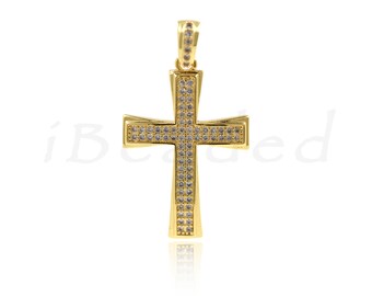 Christian Cross Pendant,Gold Plated Religious Jewelry Accessories 20x31mm
