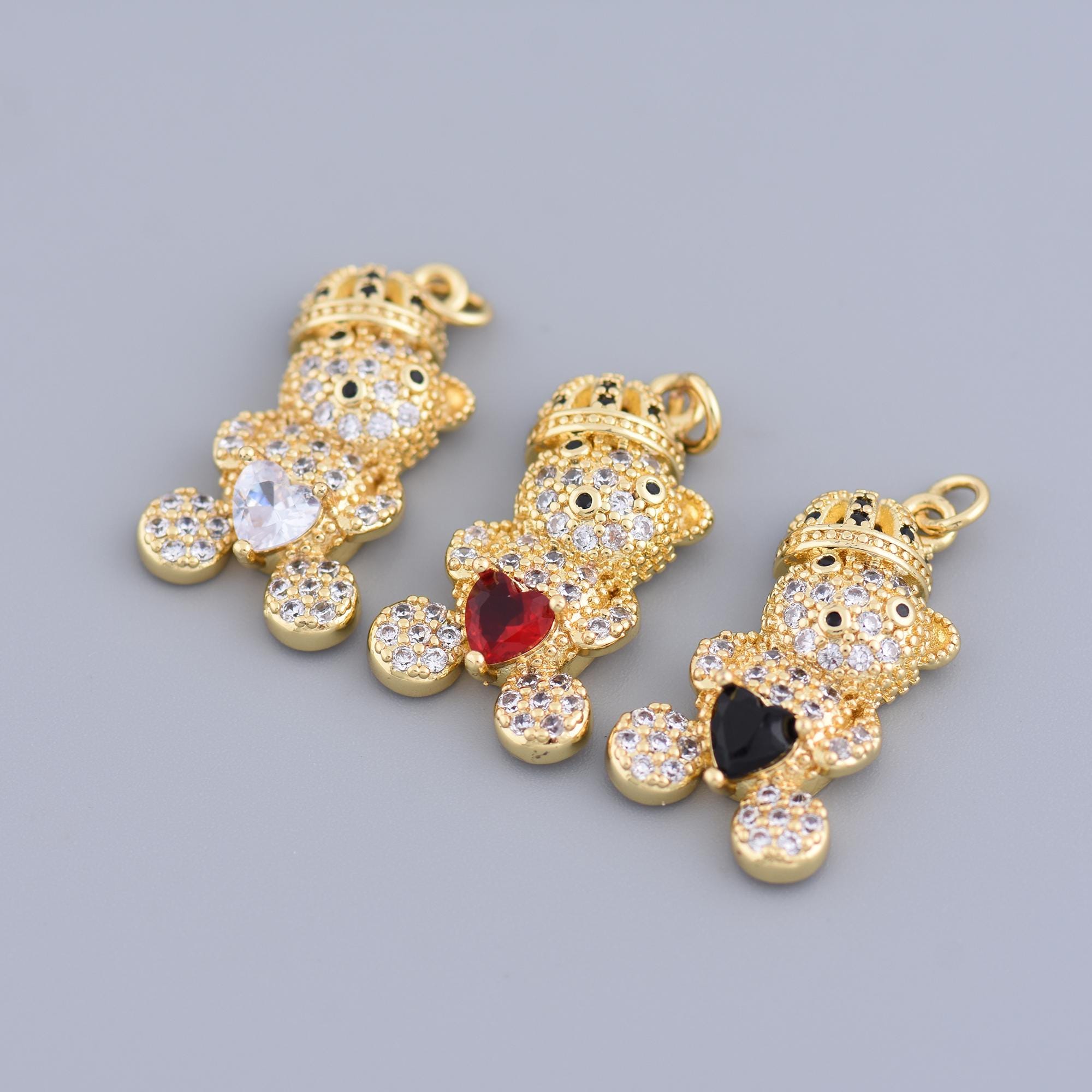 Trendy Hip Hop Bear Charm Pendant Accessories, 18K Gold