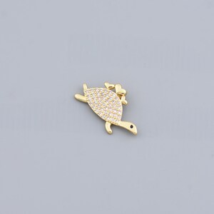 Charming Gold Turtle Charm with Heart Accents, Sparkling Accessory for a Sweet and Timeless Style,21.5x12mm
