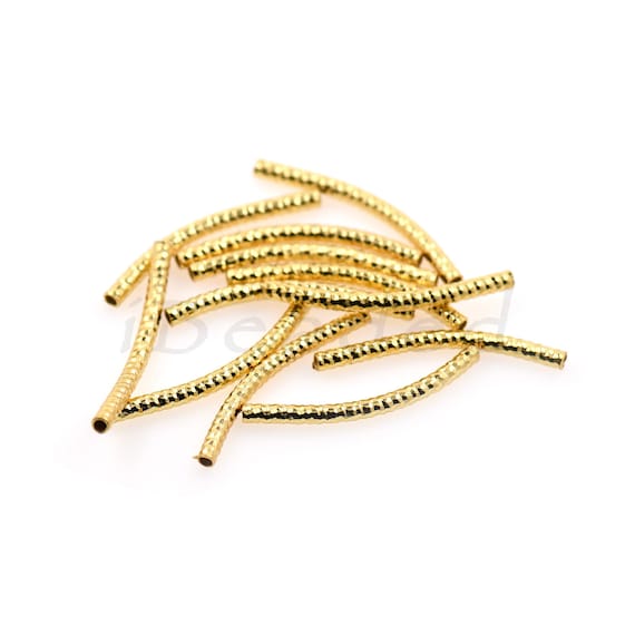 Curved Tube Brass Beads,Gold Plated Brass,Jewelry Supplies,DIY Jewelry For Bracelet Spacers Making 10pcs/20pcs/30pcs