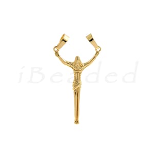 18K Jesus Christ Charm, Jesus Necklace Pendant, Catholic Jewelry, Christian Jewelry, 42x25mm