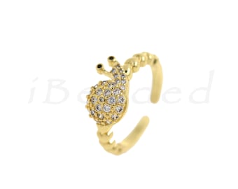 CZ Micropavé Snail Ring, Garden Ornament, High Jewellery, 24x8mm