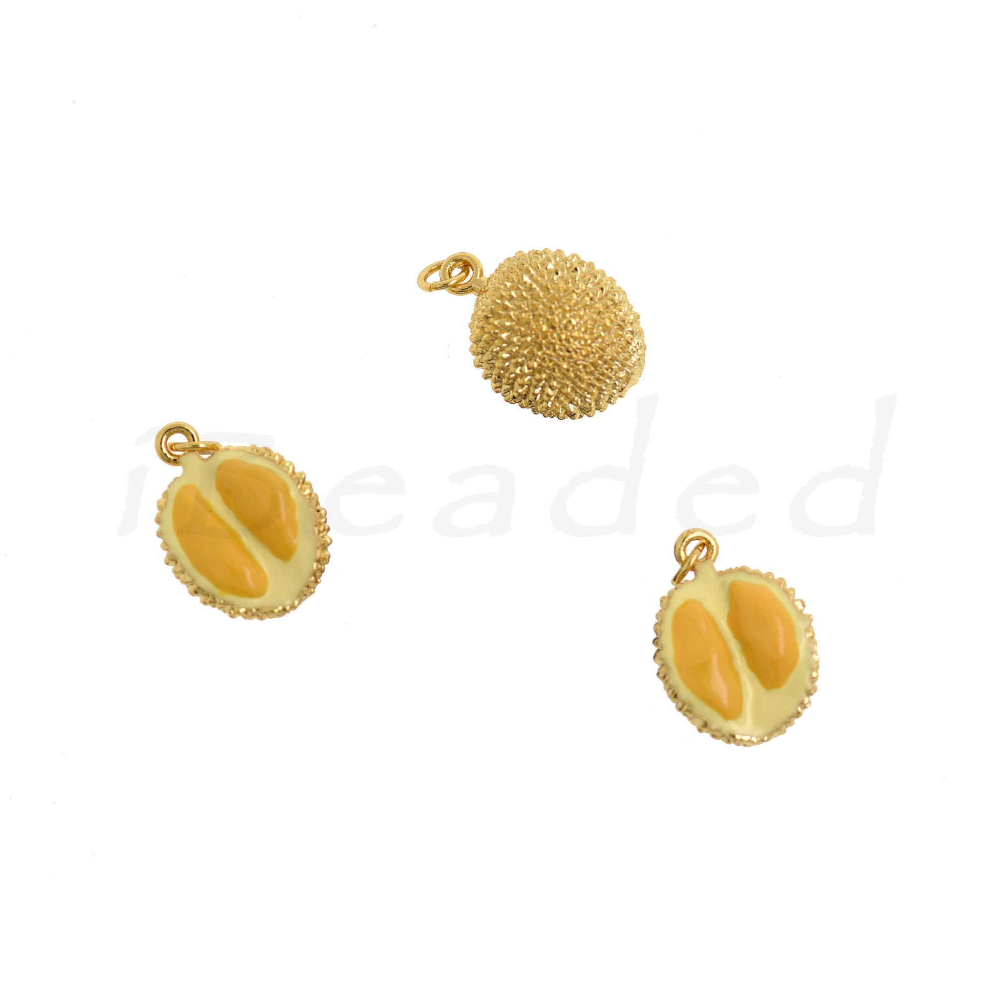 18K Gold Filled Cute Durian Pendant, Enamel Fruit Charm, Fruit Necklace ...