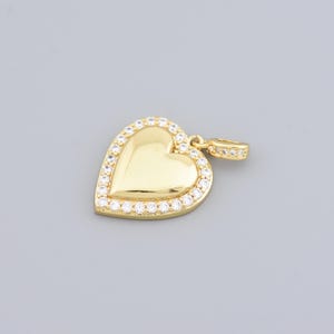Elegant 18K Gold Filled Heart Pendant Necklace Charm Surrounded by CZ Crystals for Gift Jewelry 25.5x21mm