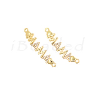 CZ Micro Pavé MAMA Connector, Heart Charm, High Jewelry, Gift for Mother, 34x8mm