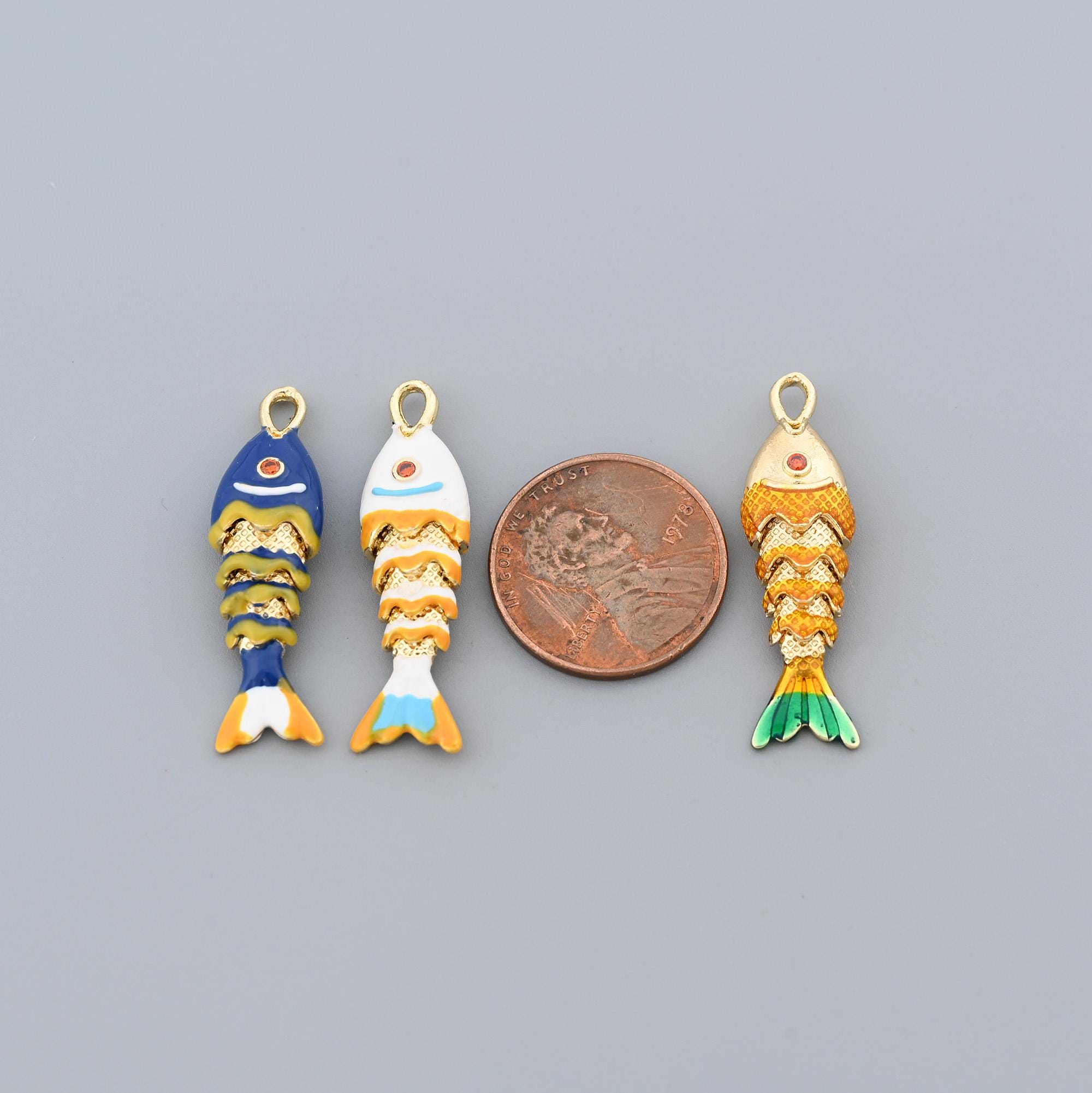 Playful Movable Fishbone Charms for DIY Ocean Themed Jewelry, Keychains ...