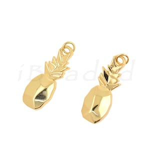 18K Gold Plated Pineapple Pendant, Brass Pineapple Pendant, Pineapple Charm, Fruit Charm, Simple Jewelry, 28x10mm