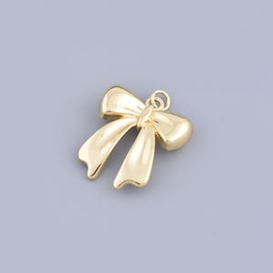 Pingente de laço preenchido com ouro 18K, colar de laço, pingente de fita, pingente de laço de fita, para fornecimento de fabricação de joias DIY, 22 x 25 mm