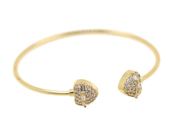 18K Gold Filled Cuff Bracelet, Love Bracelet,Zircon Bracelet, Perfect Gift 12x61mm