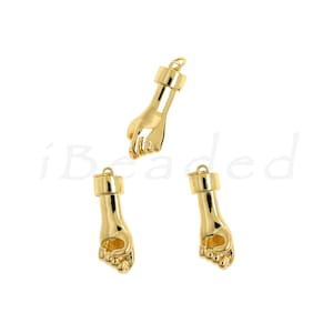 18K Filled Gold Hand Pendant, Fist Pendant, Lucky Charm for DIY Jewelry Making, Bracelet Necklace Accessory, 27.5x10mm