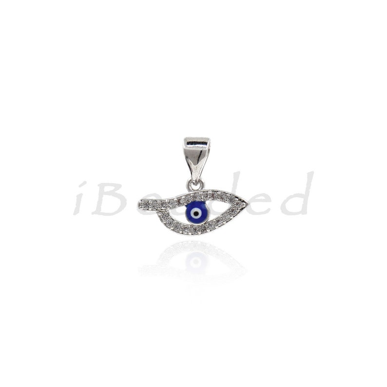 Blue Evil Eye Pendants,Pave CZ Stone Eye Charms,for Unique Jewelry Making Supplies 15x8mm