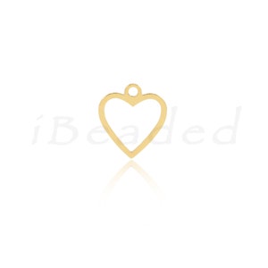 Pendentif creux en or rempli 18K, charme creux en laiton, charme creux, cadeau de Saint-Valentin, 11x10mm