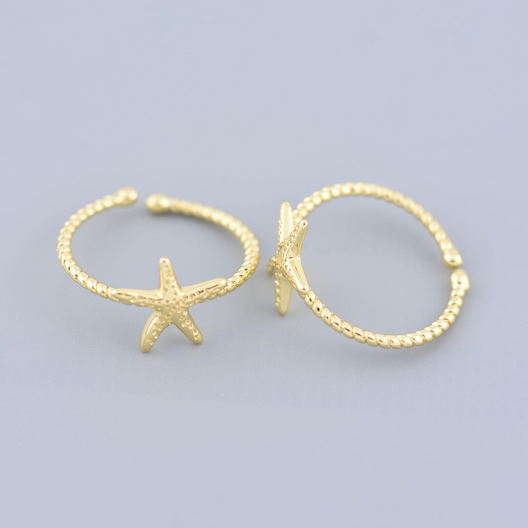 Sea Gold Rings Charming Gold-toned Sea Star Rings, Detailed Ocean Texture, Adjustable ...