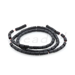 Matte Natural Hematite Beads,Full Strand Tiny Gemstone Tube Loose Beads for DIY Jewelry Design Accessory