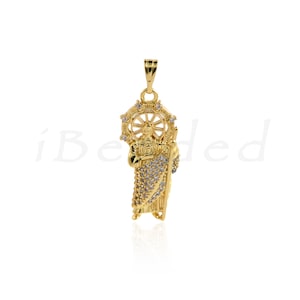 CZ Micropavé Knight Pendant, Gold Plated Knight Pendant, Valentine&#39;s Day Gift for Men, 28x12mm