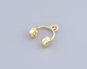 Headphone Necklace,18K Gold Plated,Earphone Pendant,Headset Necklace,Unisex Necklace,Minimalist Gift,17.5x16mm