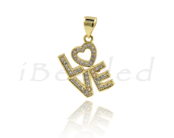 Liefde Micro Pave Hanger, Koperhanger, Mozaïek Strass, Cadeau voor uw geliefde 11x16mm