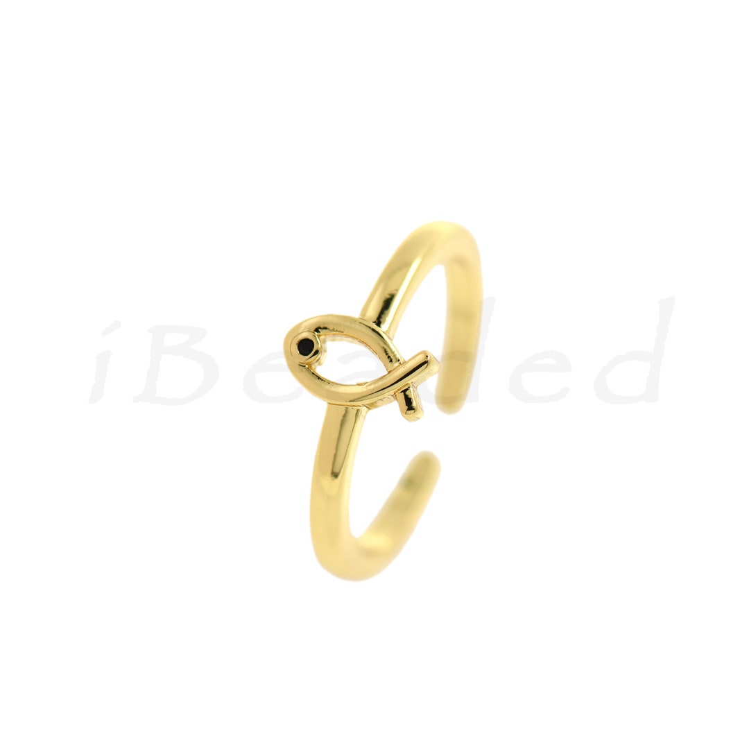 Simple Fish Ring, 18K Filled Gold Ring, Minimalist, for Jewelry Making ...