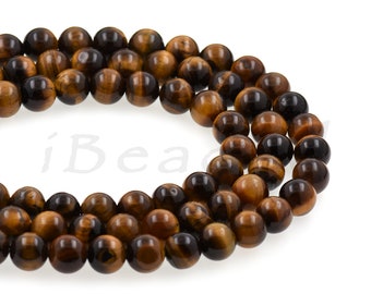 Loose Tiger Eye Beads,6mm 8mm 10mm Natural Mala Stone Beads,DIY Gemstone Bracelet Jewelry Findings 1Str