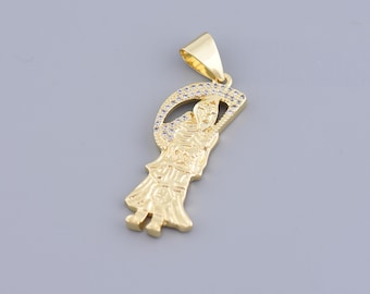 Colgante de Santa Muerte, colgante de Santa Muerte chapado en oro de 18 quilates, ángel de la muerte, guardián de las almas, para hacer joyas de bricolaje, 37 x 14,5 mm