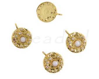 18K Filled Gold Zircon Evil Eye Pendant, Lucky Charm for DIY Bracelet Necklace, 30x24x3mm