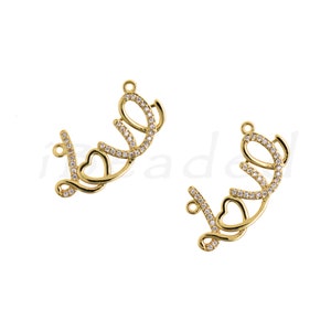 18K Gold Plated Love Pendant, Love Charm, Simple Necklace Charm for Jewelry Making, 31x17.5mm