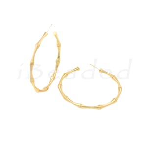 18K Gold Plated Bamboo Stud Earrings, Brass Bamboo Stud Earrings, Gold Stud Earrings, Simple Jewelry, Everyday Jewelry, 54x4mm