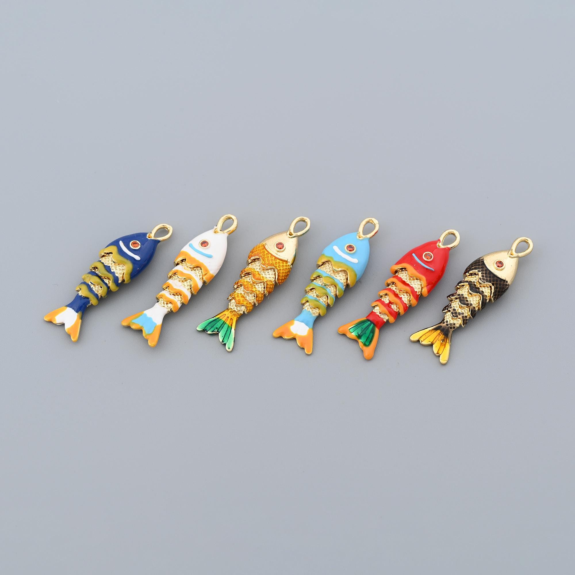 Playful Movable Fishbone Charms for DIY Ocean Themed Jewelry, Keychains ...