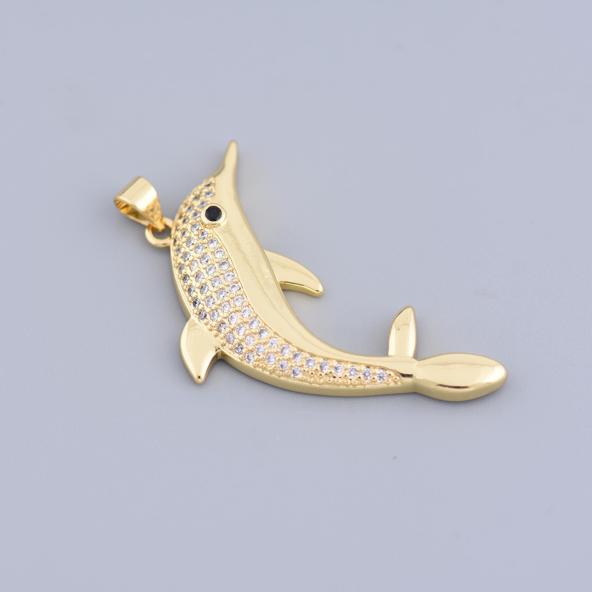 Pendentif Dauphins Entrelacés Plaqué Or 18k Bi-ton - Poinçonné, Occasion Très Bon état