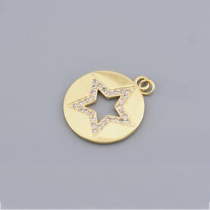 Sparkling Star-Shaped Pendant Necklace with CZ Inlay in Gold-Tone for a Celestial and Elegant Look,24.5mm