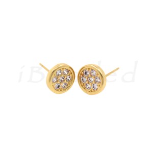 Messing Diamant Runde Ohrstecker, 18K Filled Gold Diamant Runde Ohrstecker für DIY Schmuck Lieferung, 8mm