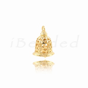 18K Filled Gold Bell Pendant, Bell Ornament, Bell Charm, Christmas Gift, DIY Jewelry Making Supplies, 11x15mm 1pcs
